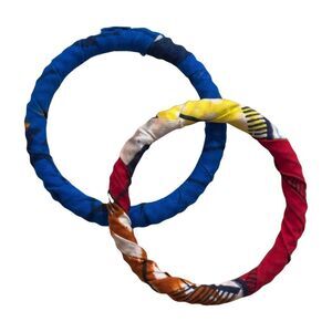 Set of 2 Handmade Fabric Wrapped Bangle Bracelets | Boho Artisan Jewelry